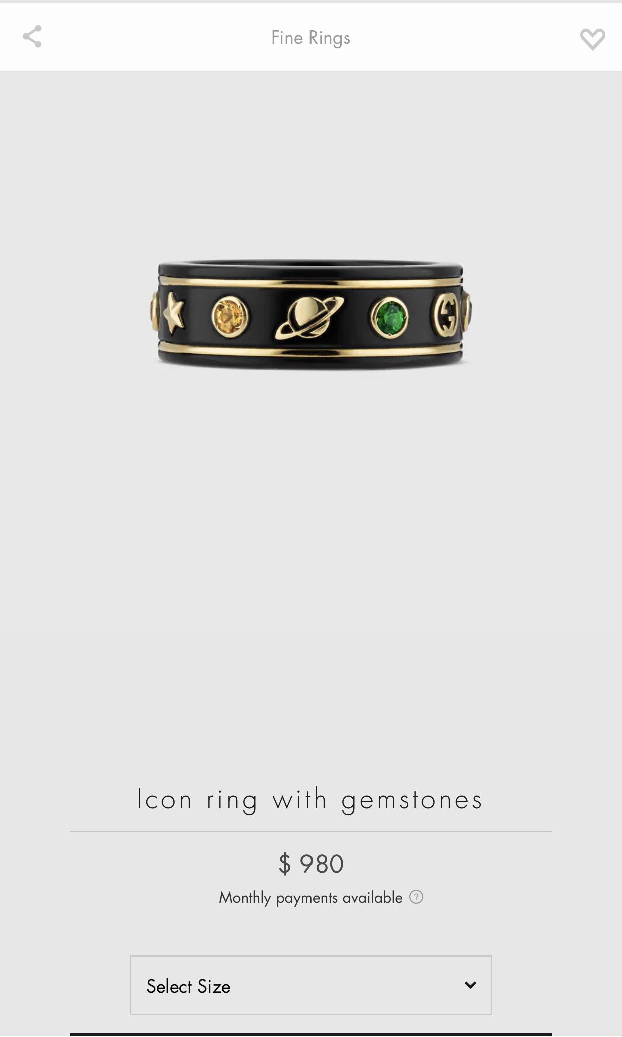 GUCCI Icon Ring With Gemstones 
