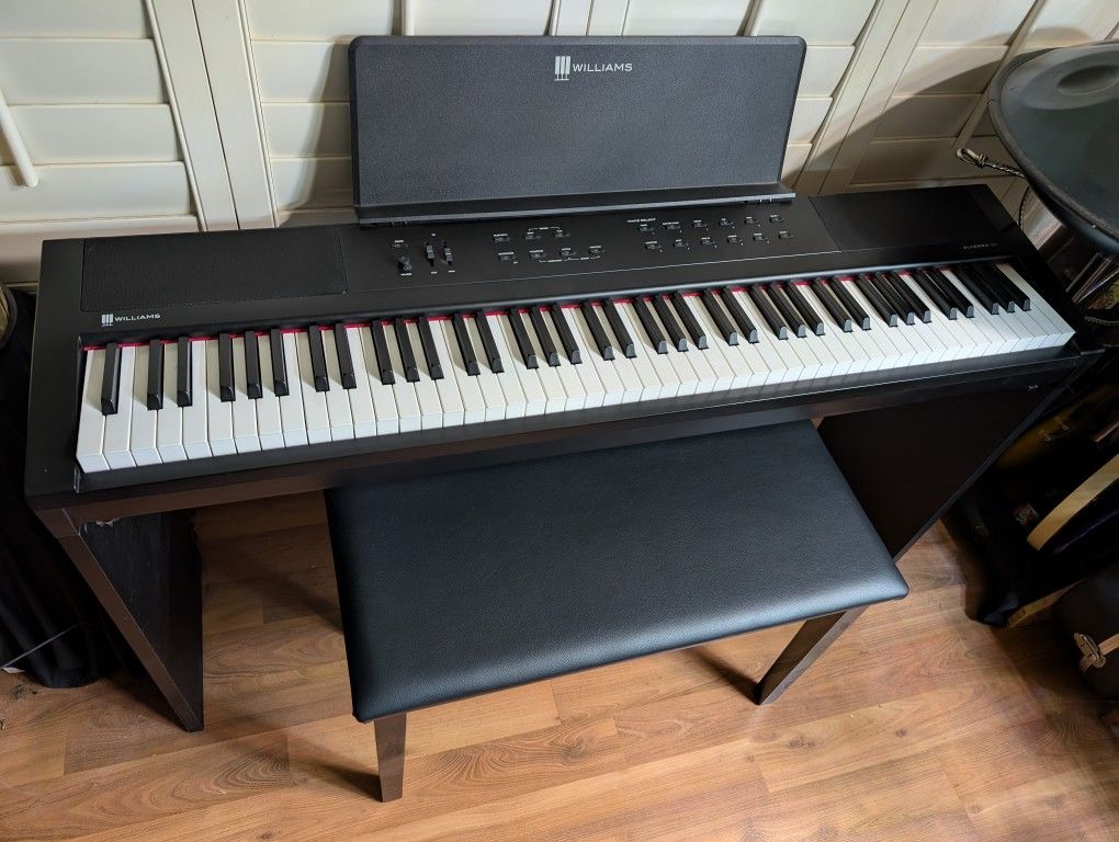 Williams Allegro III 88-Key Weighted Piano-Action Keyboard Wood Stand & Cover