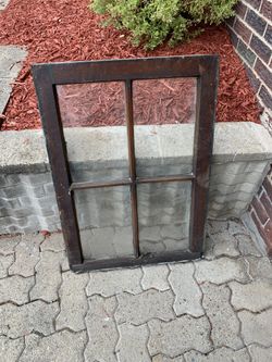 Old wooden window. 4 original panes of glass.