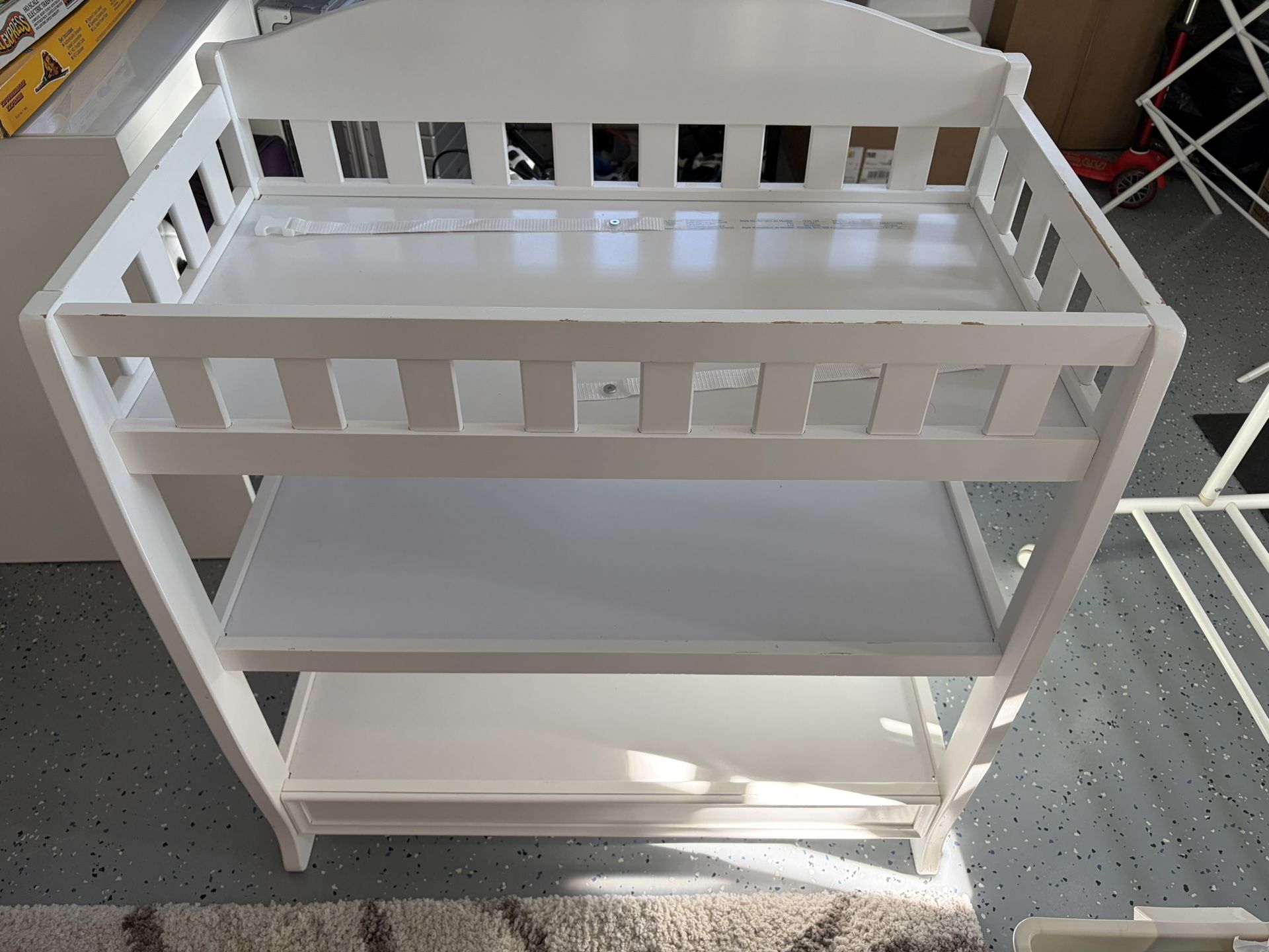 White Wooden Diaper Changing Table