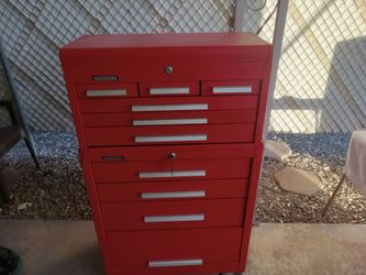 Beautiful Kennedy two piece tool box with quality tools included! Craftsman  wrenches, sockets, Dewalt and more...