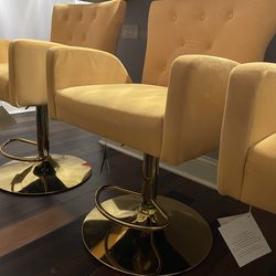 3 Gold Bar Stools (Set)