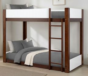 Brand New White & Dark Cherry Twin Size Bunk Bed
