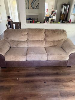 Fabric and Faux Leather Sofa Set