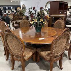 Art Furniture Dining Table with four removable leaves. 