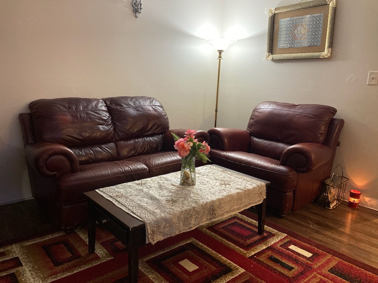 Sofa And arm Chair Leather With Coffee Table 