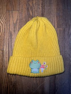 Yellow Frog And Mushroom / Flower Beanie