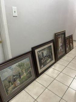 Wall Art Paintings Vintage Antique Set