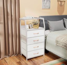 New-Furnulem Tall 4 Drawers Dresser, Vertical Storage Tower for Bedroom, Hallway, Entryway, Nursery, Closet Organizer, Nightstand Bedside Table Furnit