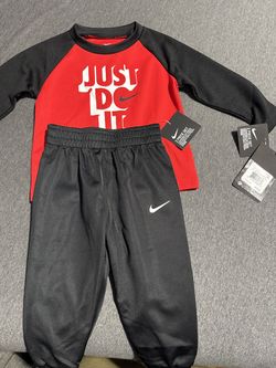 🔥 BRAND NEW Nike Dri-Fit 2-Piece Set – 12 Months – Red & Black – Tags Attached