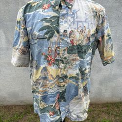 PreOwned Reyn Spooner Classic Hawaiian Print Multicolored Men's Large