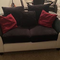 Black And White Leather Loveseat