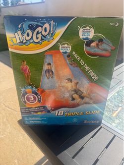 Bestway H2OGO! 18' Triple Water Slip N and Slide Kid's Pool Toys Outdoor SummerFirm $40 Enjoy a wild and fun time outdoors and a wet ride with the H2O