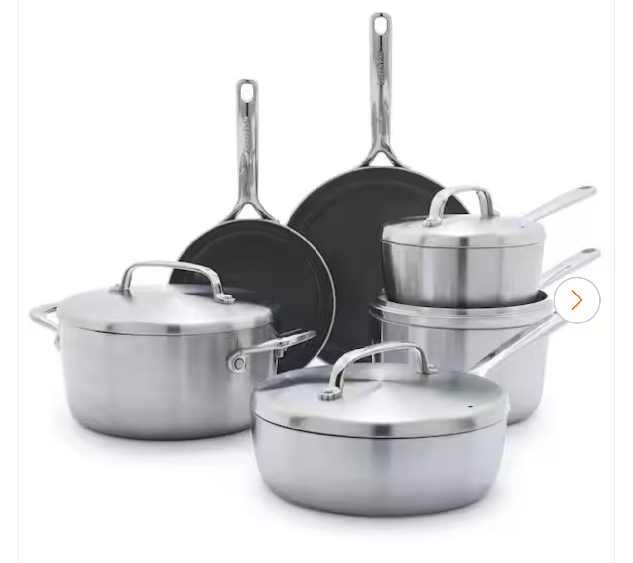 GP5 Stainless Steel 5-Ply Healthy Ceramic Nonstick 13 Piece Cookware Pots and Pans Set