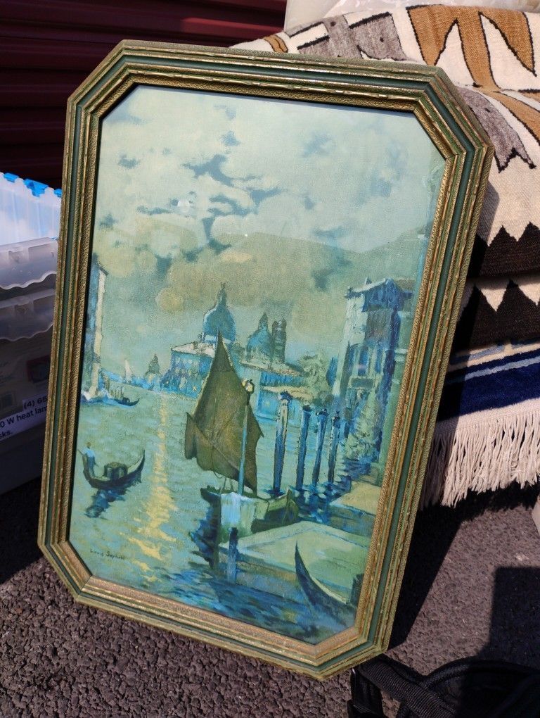 Antique 1930s Framed Art Louis Seybold Impressionist Art Print