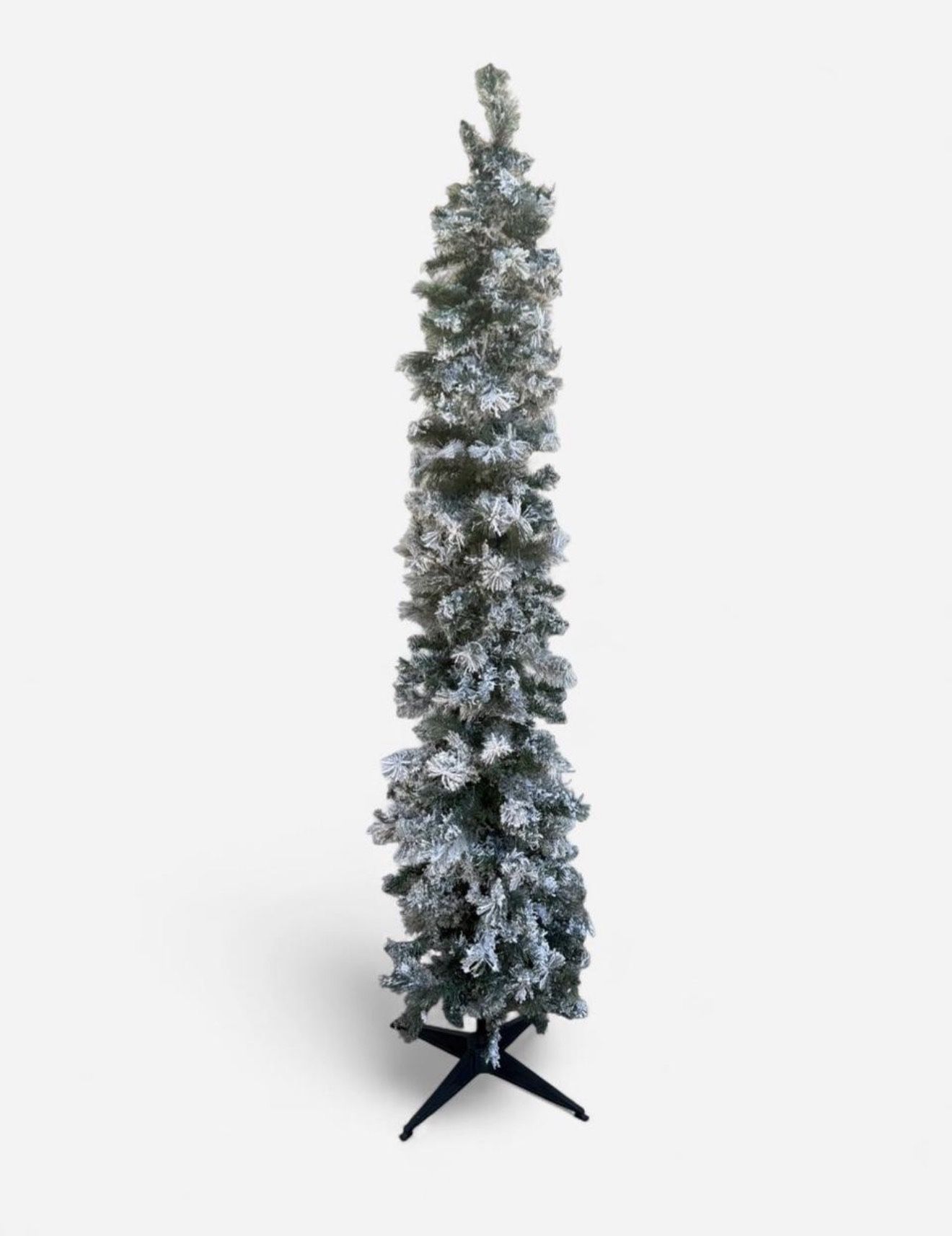 Pre-Lit Slim Flocked Artificial Christmas Tree – 3 Piece Set