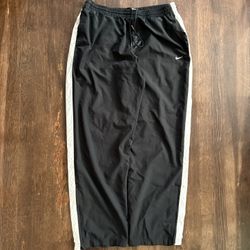 Vintage Nike Y2K Black Mesh Lined Track Pants Baggy Wide Leg Embroidered Size L