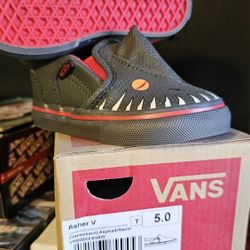 Vans Asher V “Vansosaur” Toddler Size 5 – Dinosaur Slip-On Fun!