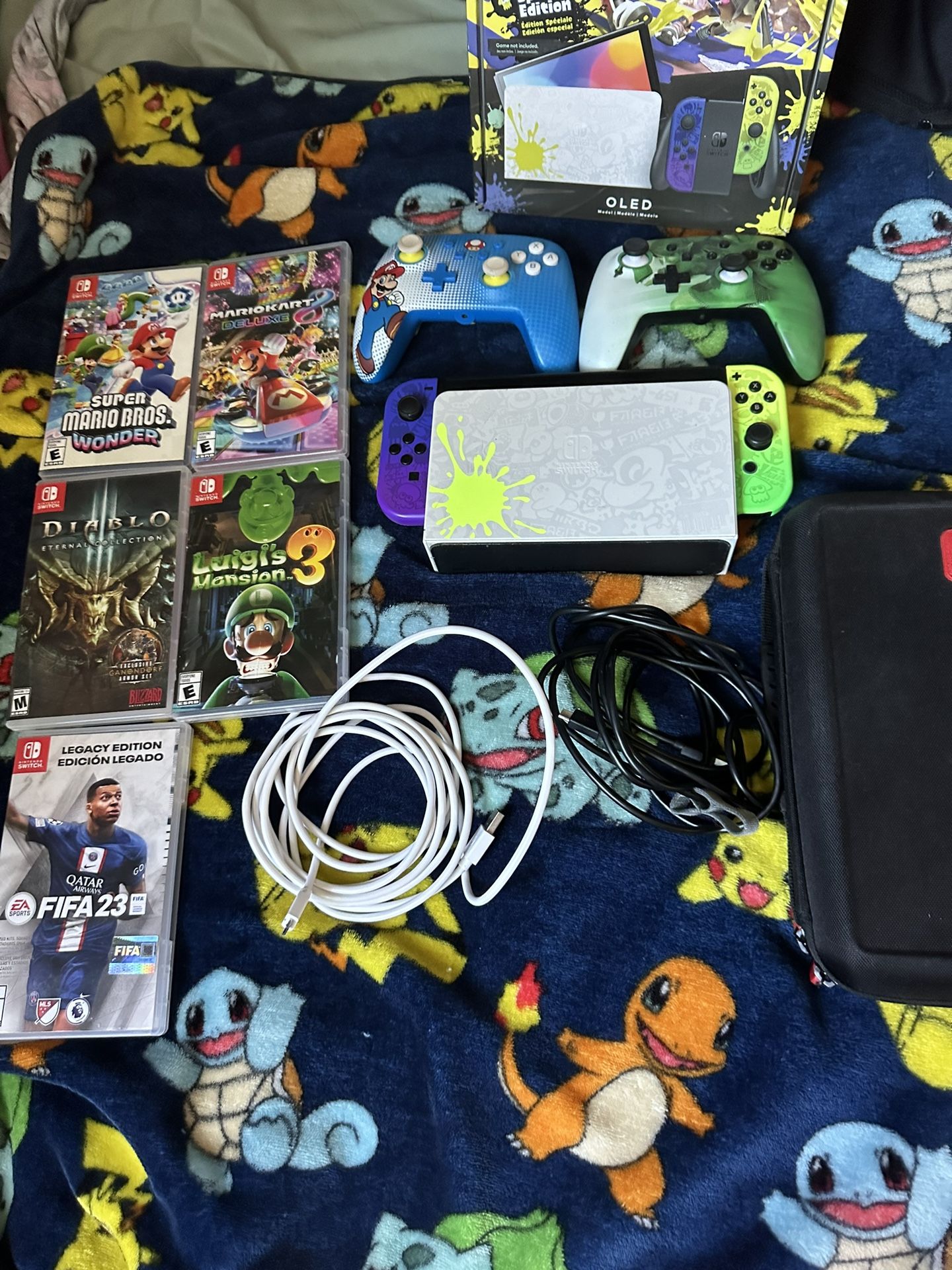 Nintendo Switch Oled+5 Games +2 Xtra Controllers