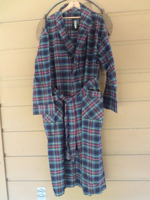 CQR Men's 100% Cotton Flannel Robe Lightweight Soft Plaid Lounge Night Sleepwear