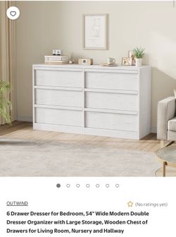 6 Drawer Dresser for Bedroom, 54"