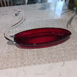 Vintage Viking Ruby Red Art Glass Swan