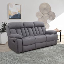 Gray Fabric Manual Reclining Sofa & Blue Reclining Loveseat