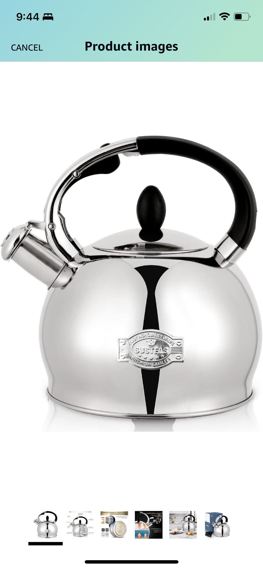 SUSTEAS Stove Top Whistling Tea Kettle-Surgical Stainless