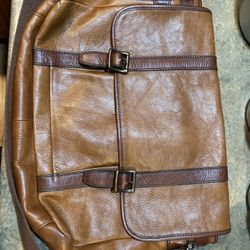 Large Leather Fossil Computer Bag. Book Bag. Messenger Bag 