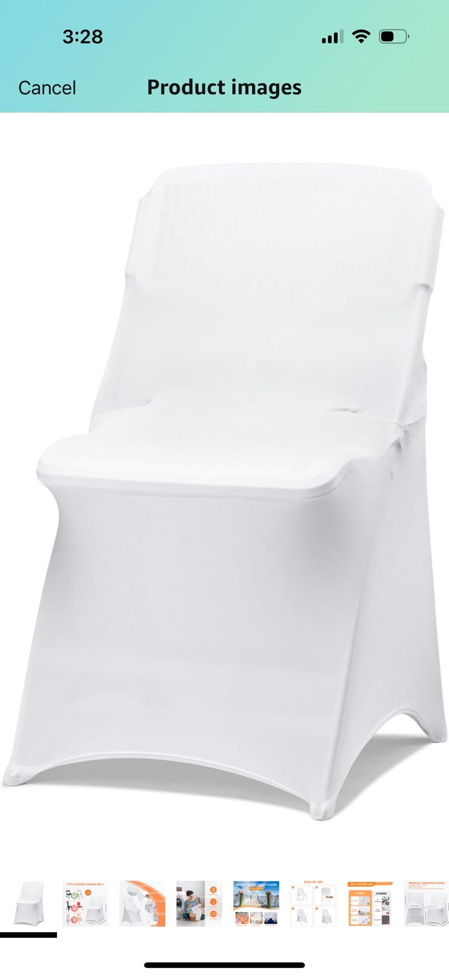 10 Pack White Folding Chair Covers for Party, Spandex Chair Covers for Wedding, Stretch Seat Cover 10 Pieces, Universal Fitted Polyester Slipcovers fo