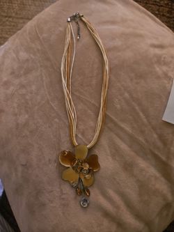 VTG multi strand cord Flower  necklace