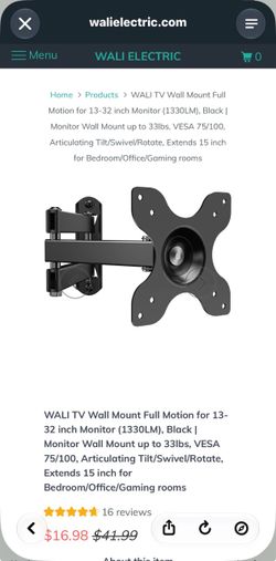 WALI Full Motion TV Wall Mount 13-32 Inch