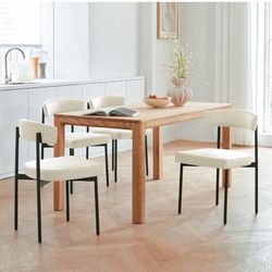 New in box Beige Faux Leather Dining Chairs Set of 4, Armless Upholstered Kitchen Chair,Modern Dining Room Chair with Curved Backrest, HD0141-vb