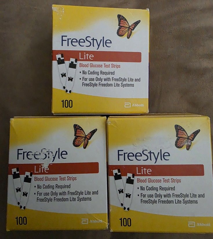 Three FreeStyle Lite Test Strips 100 Per Box $40 each