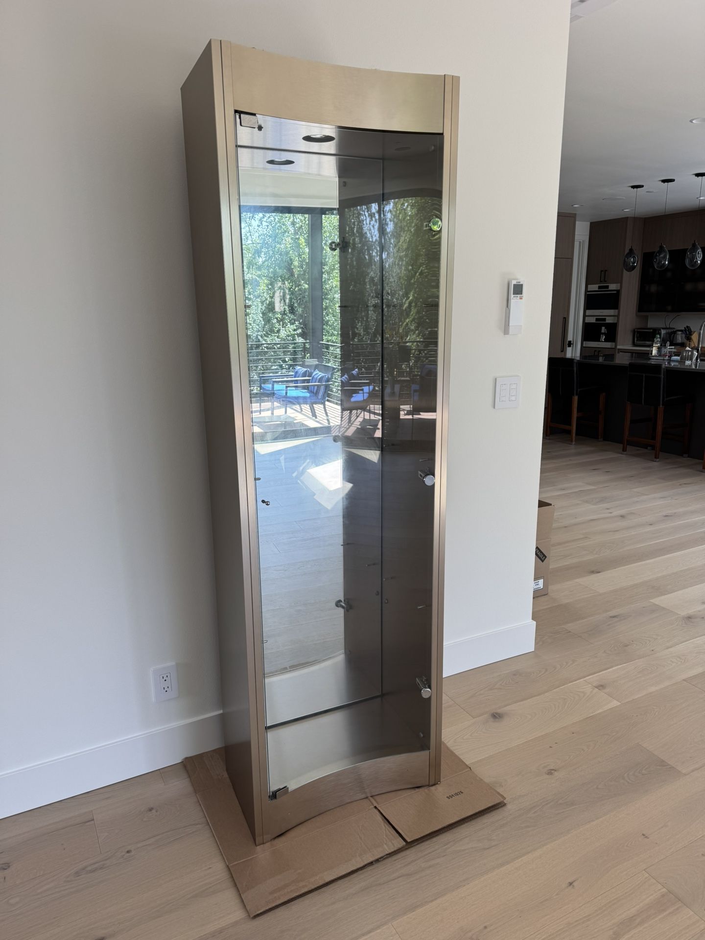 Lighted Display Curio - Glass & Brushed Steel Finish