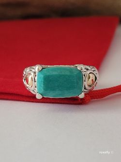 ⛔️RESERVED⛔️925 Sterling Silver and 14k Solid Gold Turquoise Ring Size 7 Made in Thailand/ Anillo de Plata Esterlina y Oro! 👌🎁Post Tags: Anillo de P