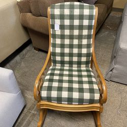 SAM MOORE Green Checker Pattern Rocker Chair 
