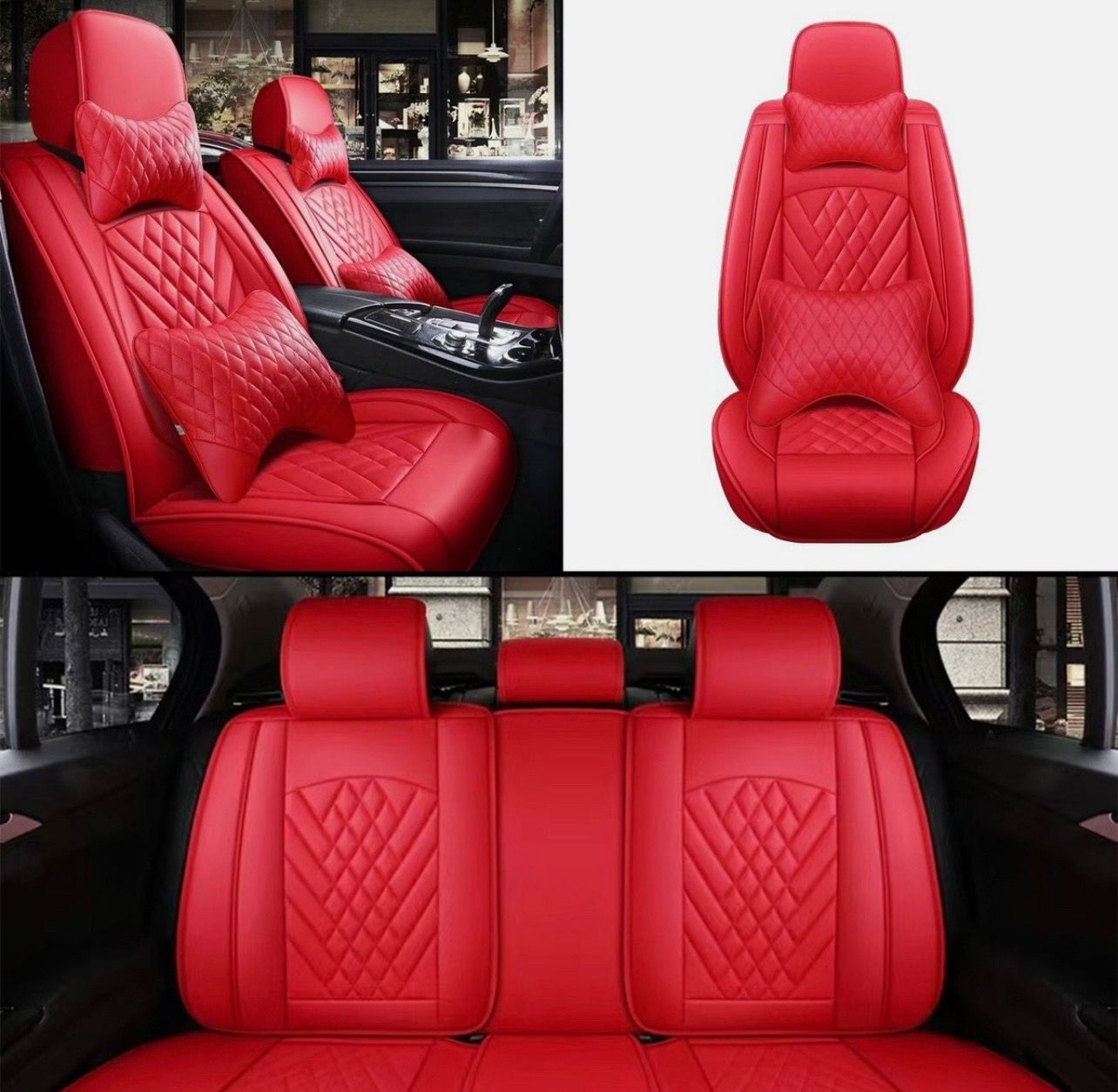 Seats Universal Car Seat Covers Deluxe PU Leather Seat Cover Cushion Full Set