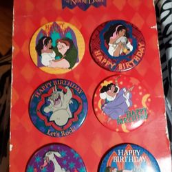 6 DISNEY Hunchback Buttons Mint