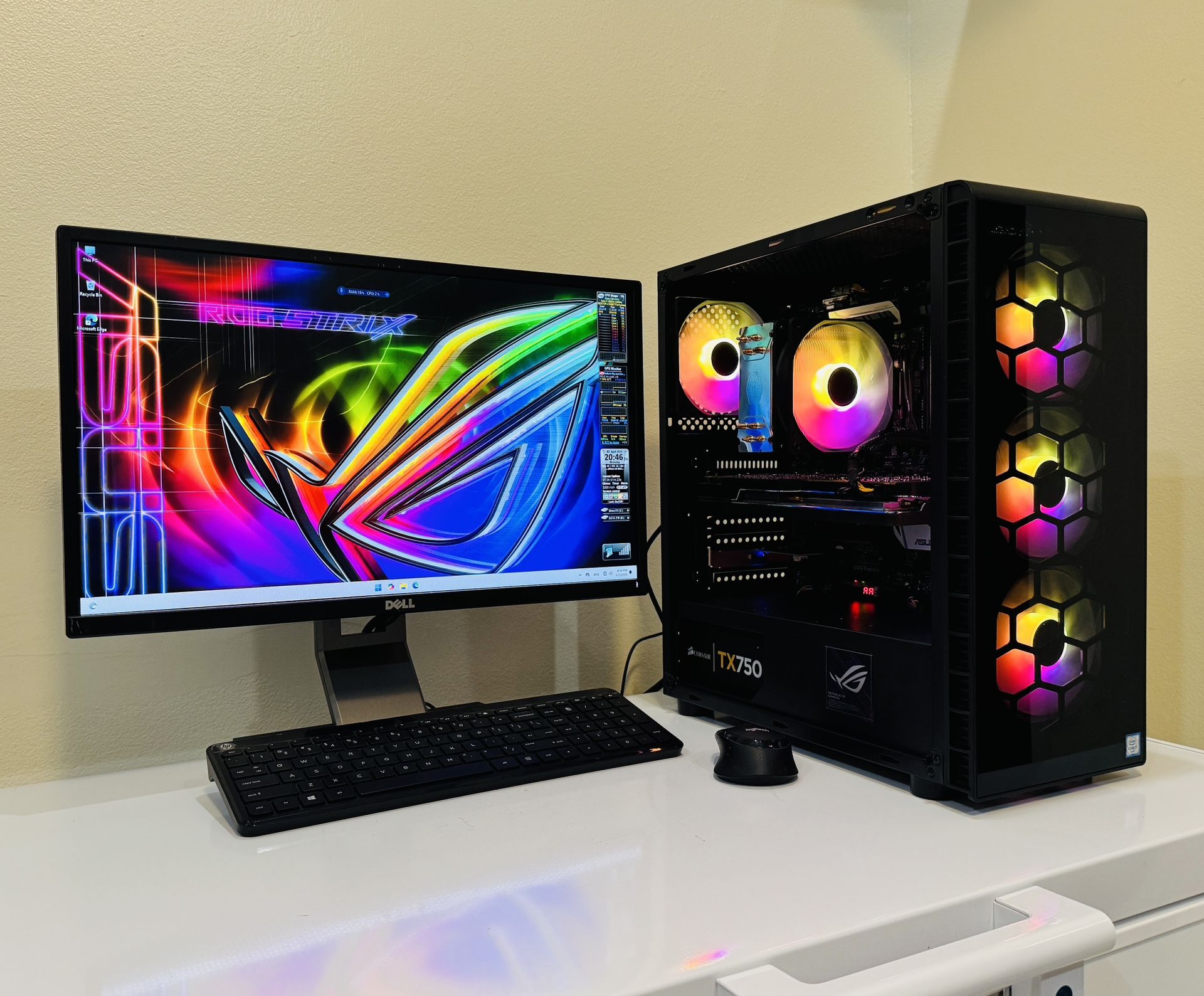NEW ASUS Gaming PC 12 Core I7K @3,3 GHz. GPU AMD R9 290X 4G. 256G M2 NVme / 2T HDD, 16G DDR4. WIFI. Bluetooth. USB3, 750W 80+ PSU. 23”Monit. Win11Pro