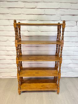 MCM Wood Spindle Leg Etagere Bookshelf