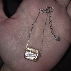 .925 Silver Square Pearl Bracelet