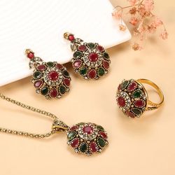 Crystal Flower Earring Ring Jewelry Sets