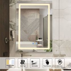 Bathroom Wall Cabinet Medicine Cabinet Storage Cabinet with LED Mirror,White