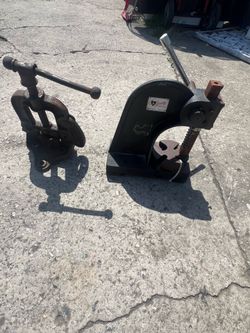 Arbor press and old pipe cutter
