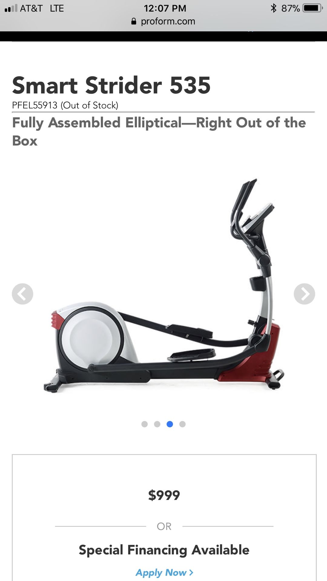 Pro-form elliptical machine