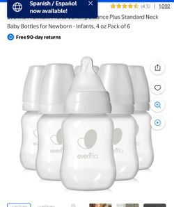 Evenflo Premium Proflo Venting Balance Plus Standard Neck Baby bottles for Newborn Infants,4 oz, 6 pack