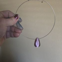 Lightweight Silver Necklace With Purple Stone
