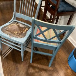 Two Beautiful, Vintage Blue Chair, Need A Little Work (NO SHIPPING)