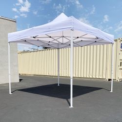 New $90 Heavy-Duty 10x10 FT Outdoor Ez Pop Up Canopy Party Tent Instant Shades w/ Carry Bag (White/Blue) 